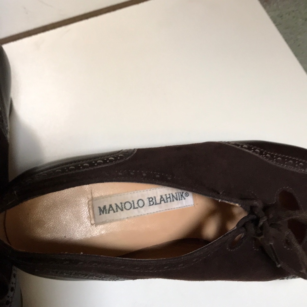 Vintage Manolo Blahnik Deep Brown Suede & Leather - Picture 12 of 14